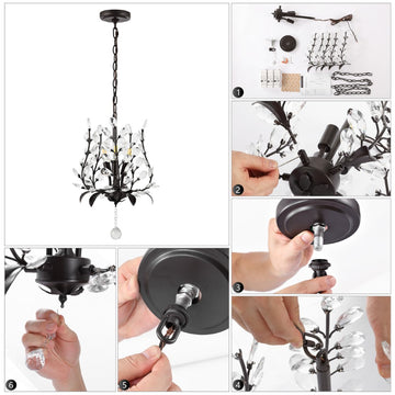 Diantha 28.5" 7-Light Contemporary Bohemian Iron/Acrylic LED Pendant - JONATHAN Y